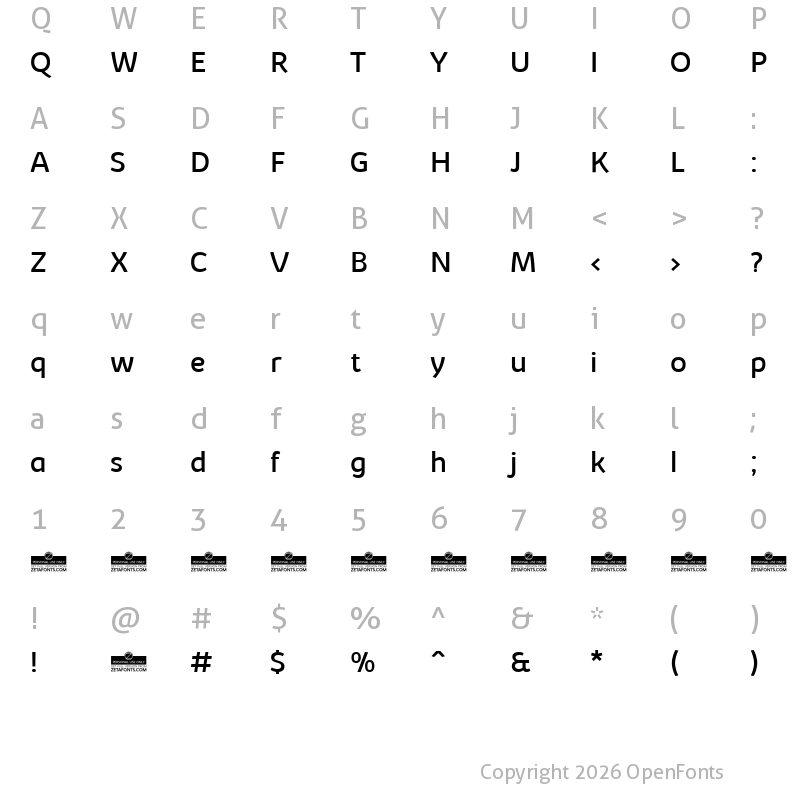 Character Map of Kabrio Regular