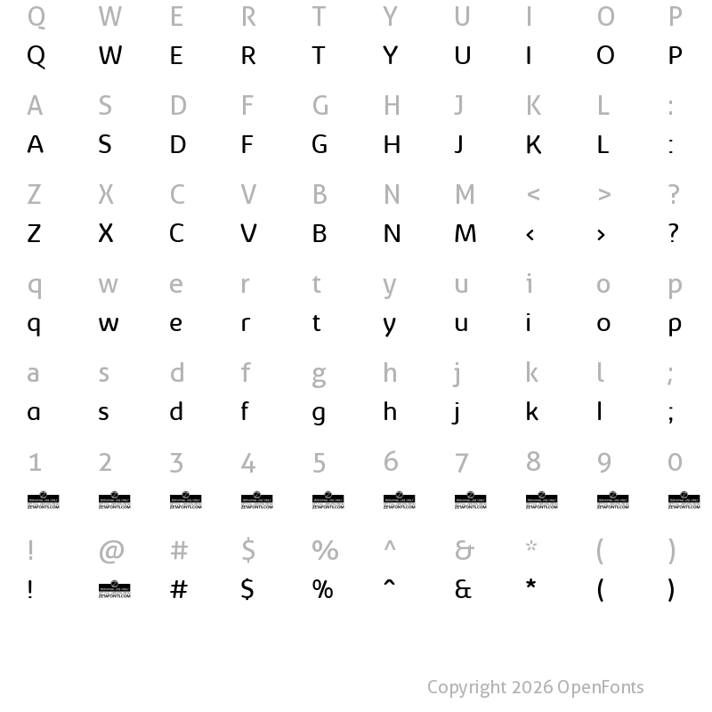 Character Map of Kabrio Soft Book