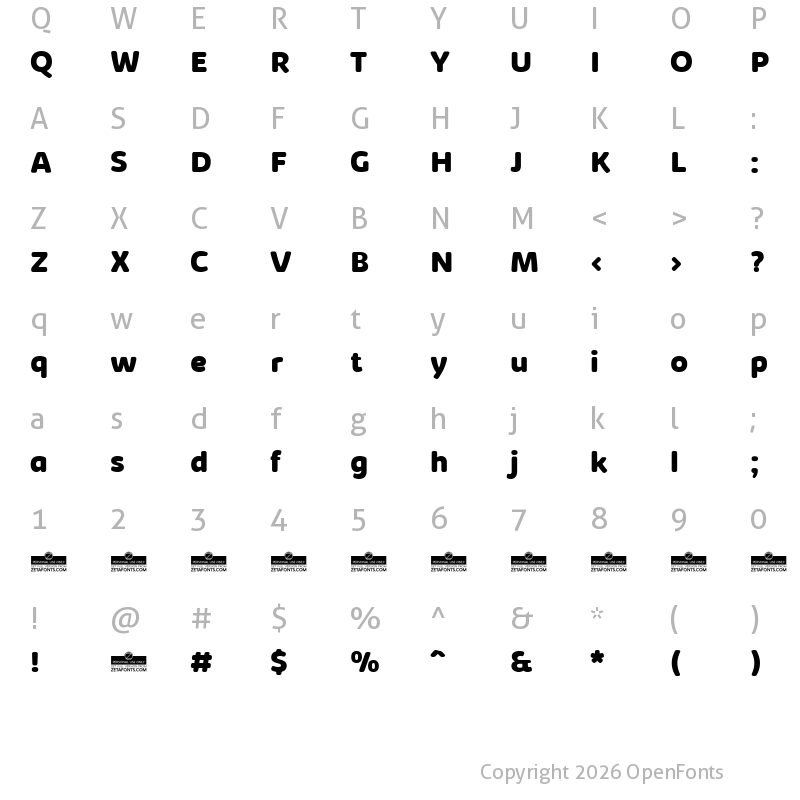 Character Map of Kabrio Soft ExtraBold