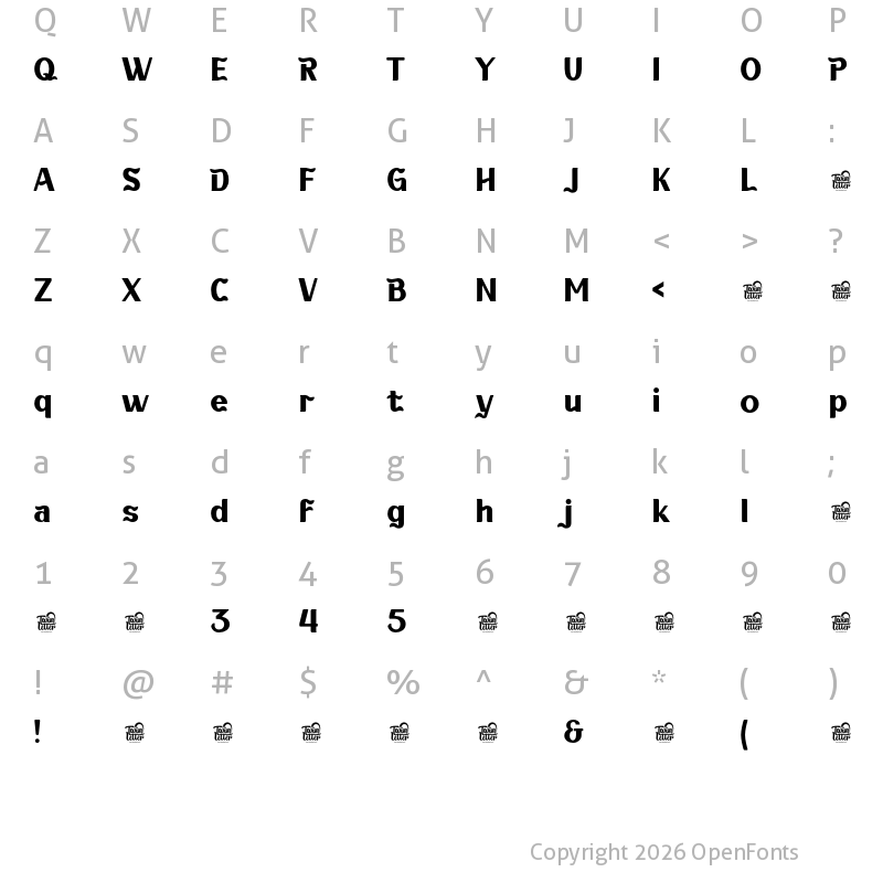 Character Map of KABUSI Bold