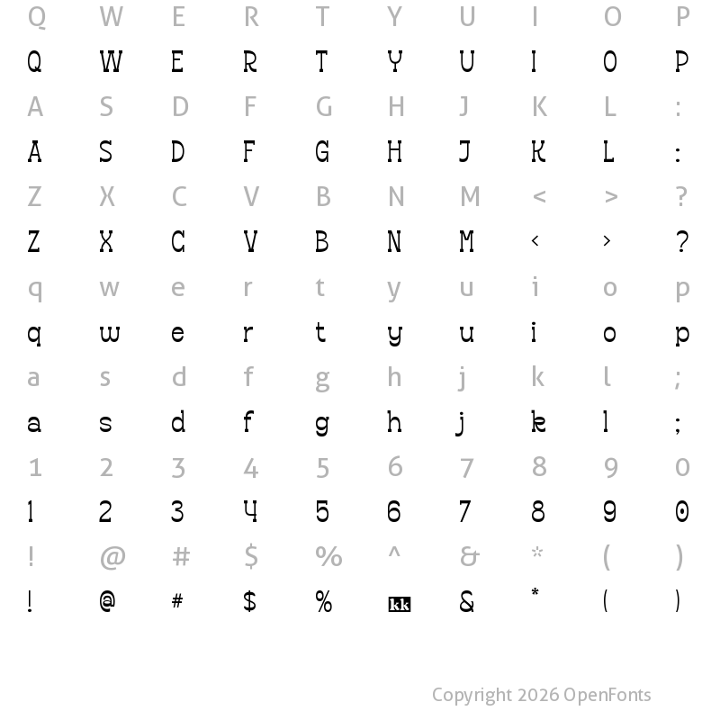 Character Map of Kafkey Regular