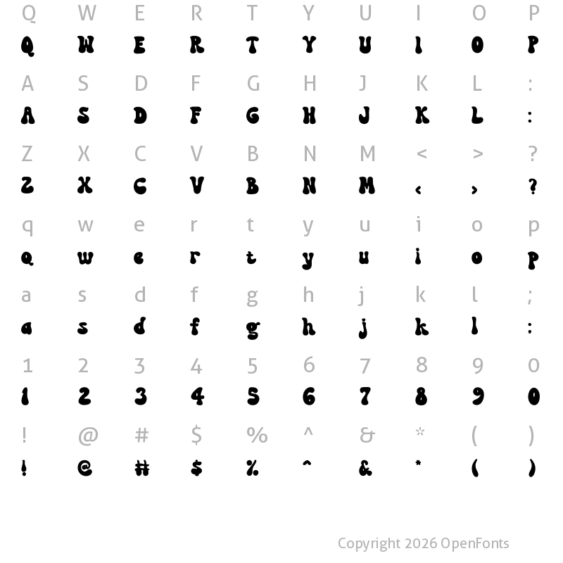 Character Map of Kage Retro Regular