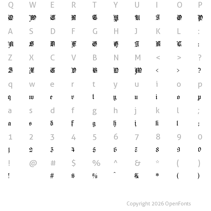 Character Map of KaiserzeitGotisch Regular