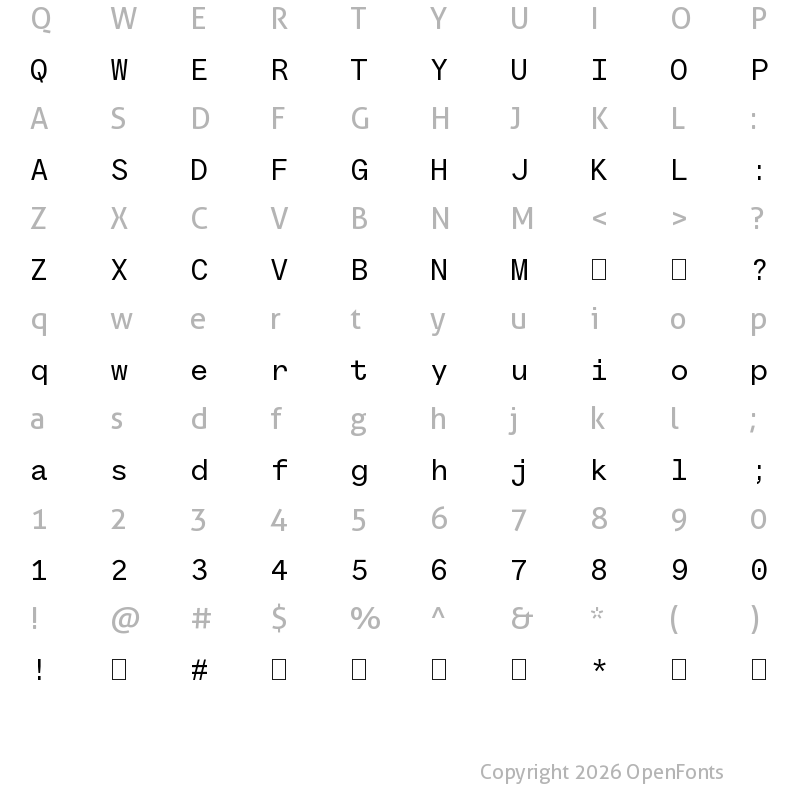 Character Map of Kale Sans Mono TRIAL Regular