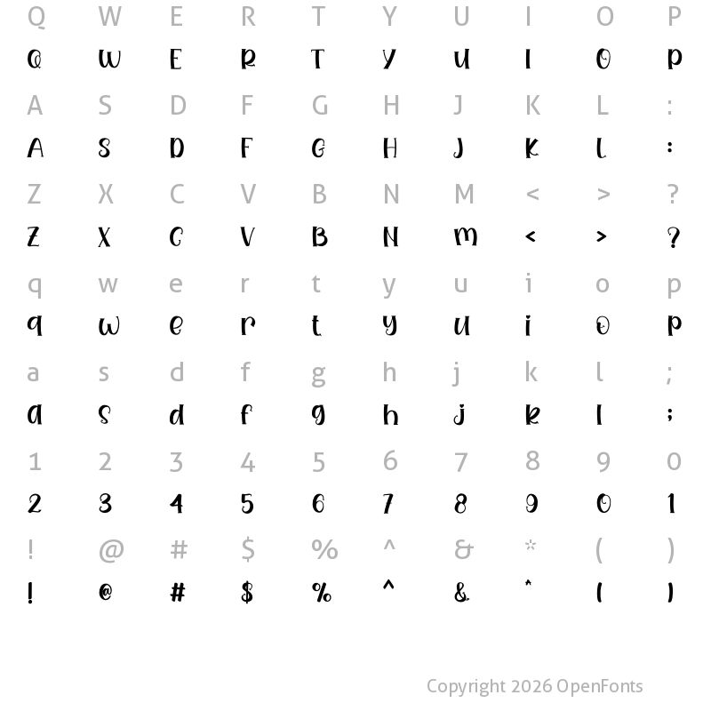 Character Map of Kalista Missy Regular