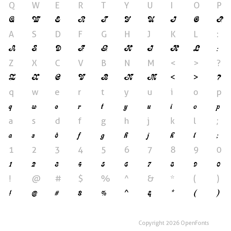 Character Map of KalligraphiaDW05-Regular Regular