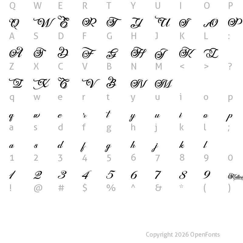 Character Map of Kalline Regular