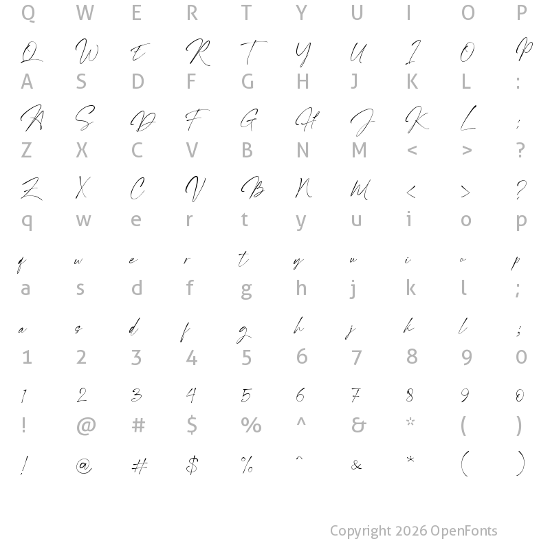 Character Map of Kallisty - Personal Use Regular