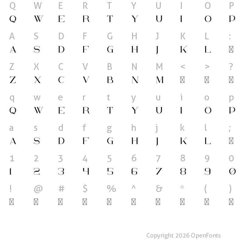 Character Map of Kalorama Regular