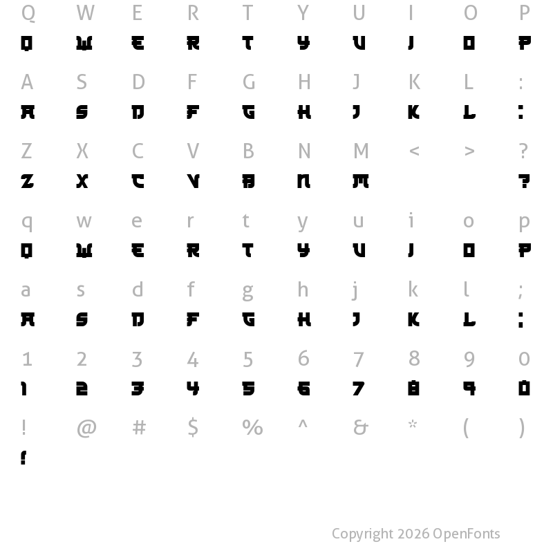 Character Map of Kamikaze Regular