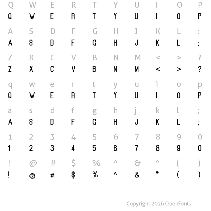 Character Map of Kanalisirung Regular