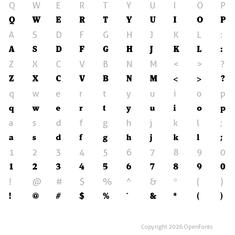 Character Map of Kandal Black