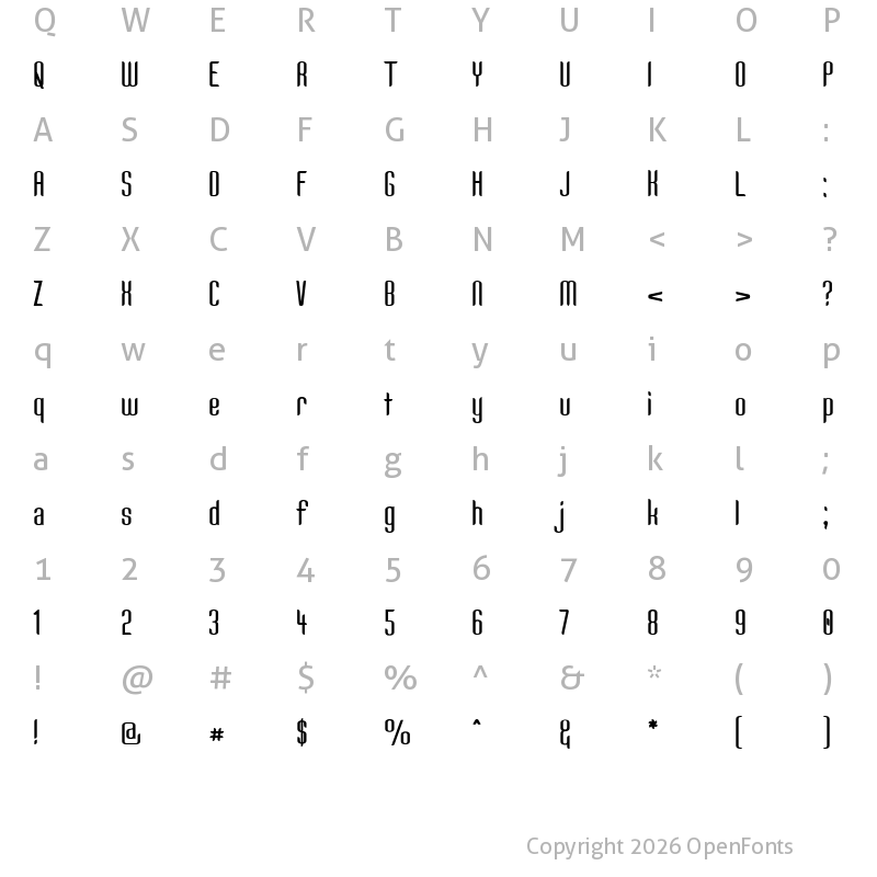Character Map of Kandide Regular