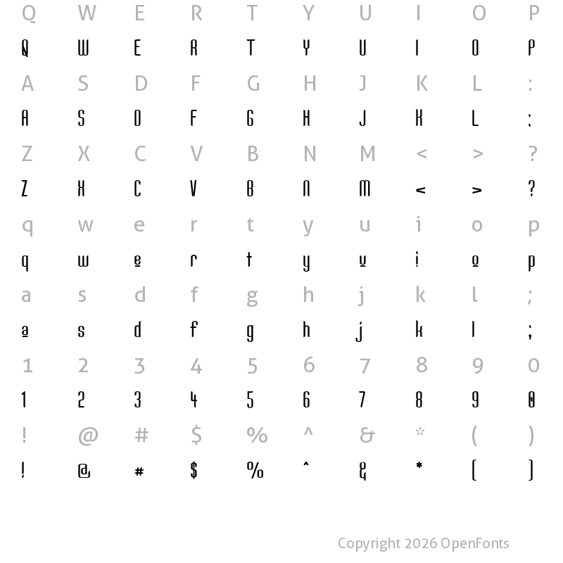 Character Map of Kandide Upper Regular