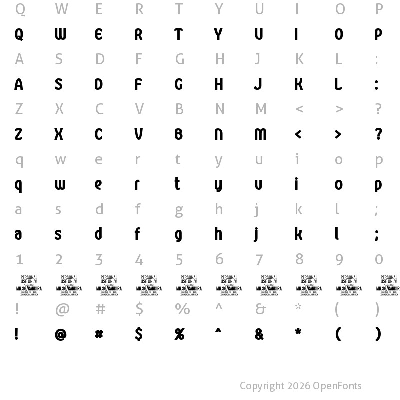 Character Map of Kandira PERSONAL ExtraBlack