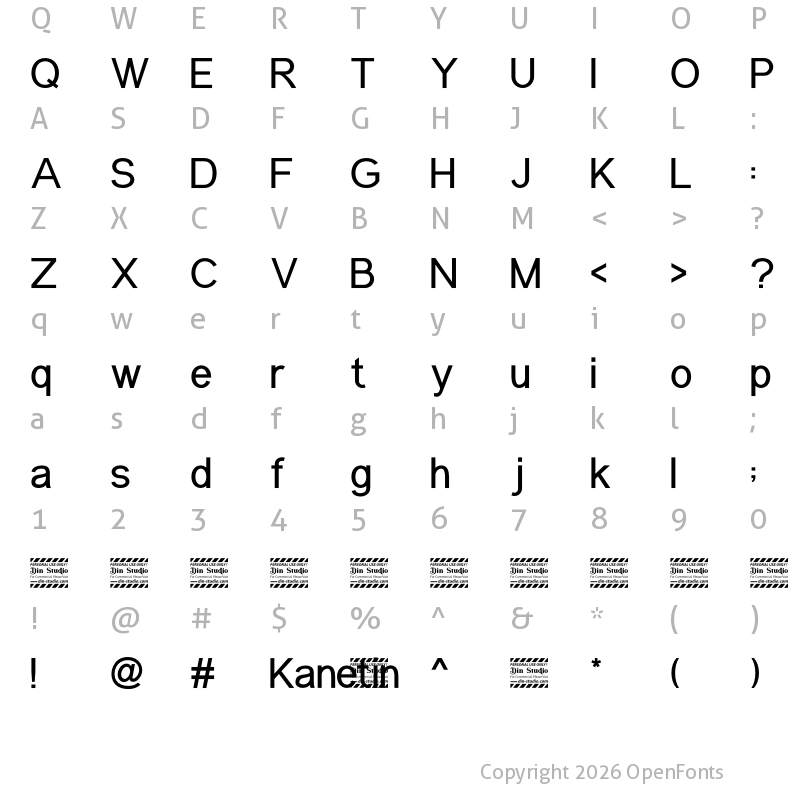 Character Map of Kanetin Personal Use Regular