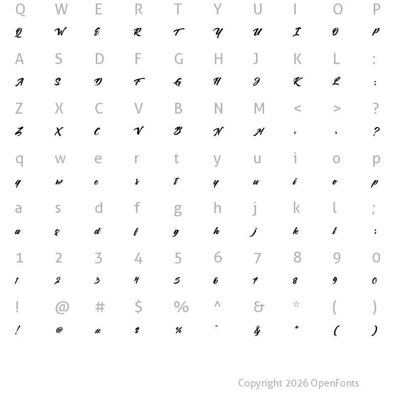 Character Map of Kangchen Regular