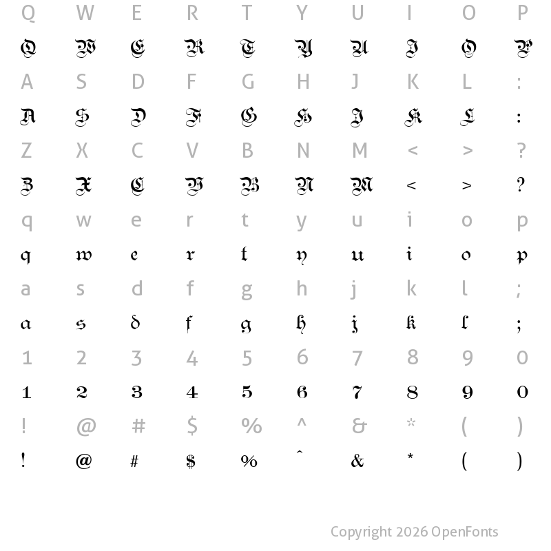 Character Map of Kanzlei Light