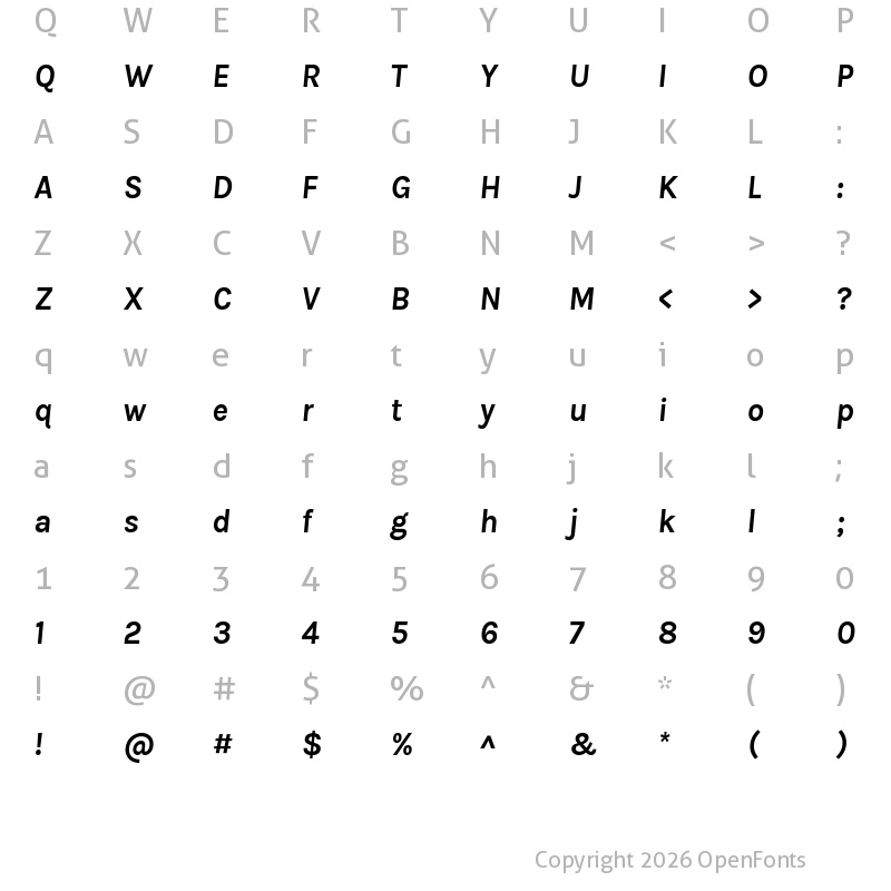 Character Map of Karla BoldItalic