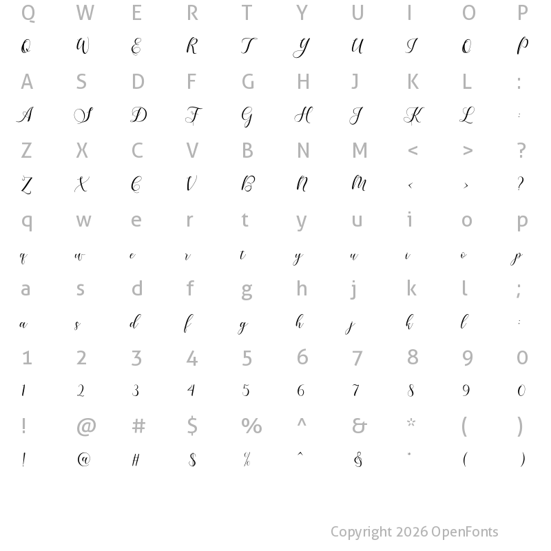 Character Map of Karliyna Script Regular