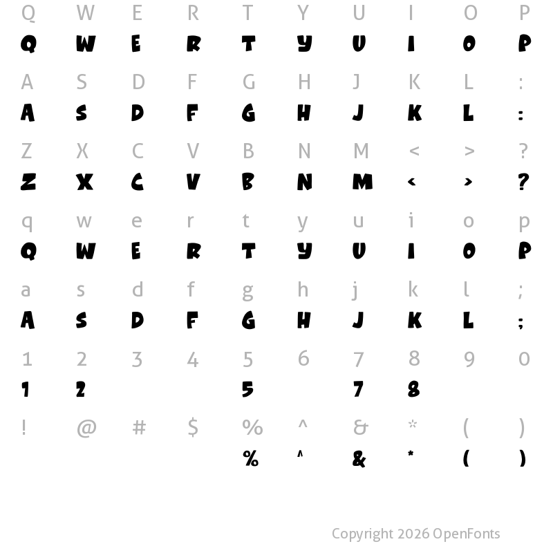 Character Map of Kartun Regular