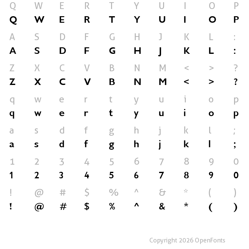 Character Map of Kastore Bold