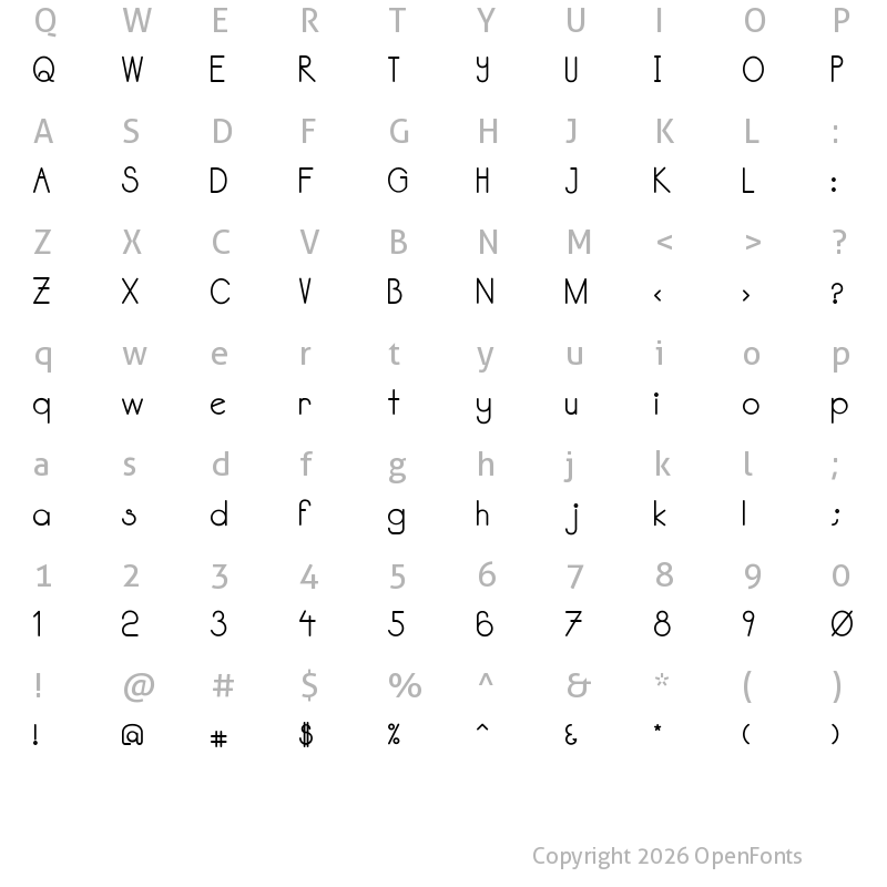 Character Map of Kata Bidalan Bold Regular