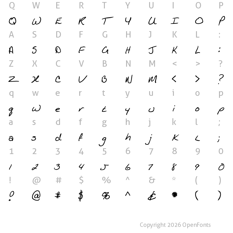 Character Map of KathleenBold Regular