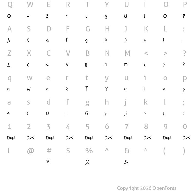 Character Map of katkat_scrambled Regular