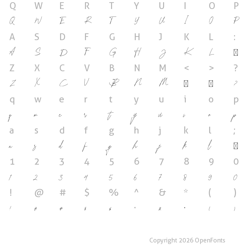 Character Map of Katrina Signature Regular