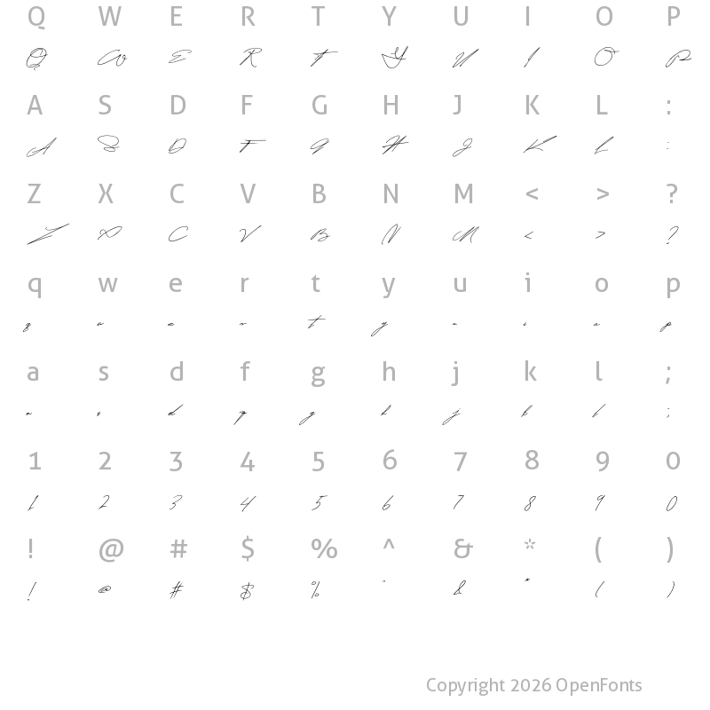 Character Map of Kaveyore Regular