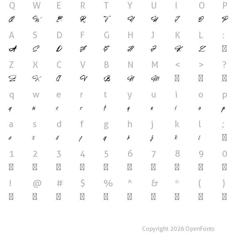 Character Map of Kawula Muda Regular