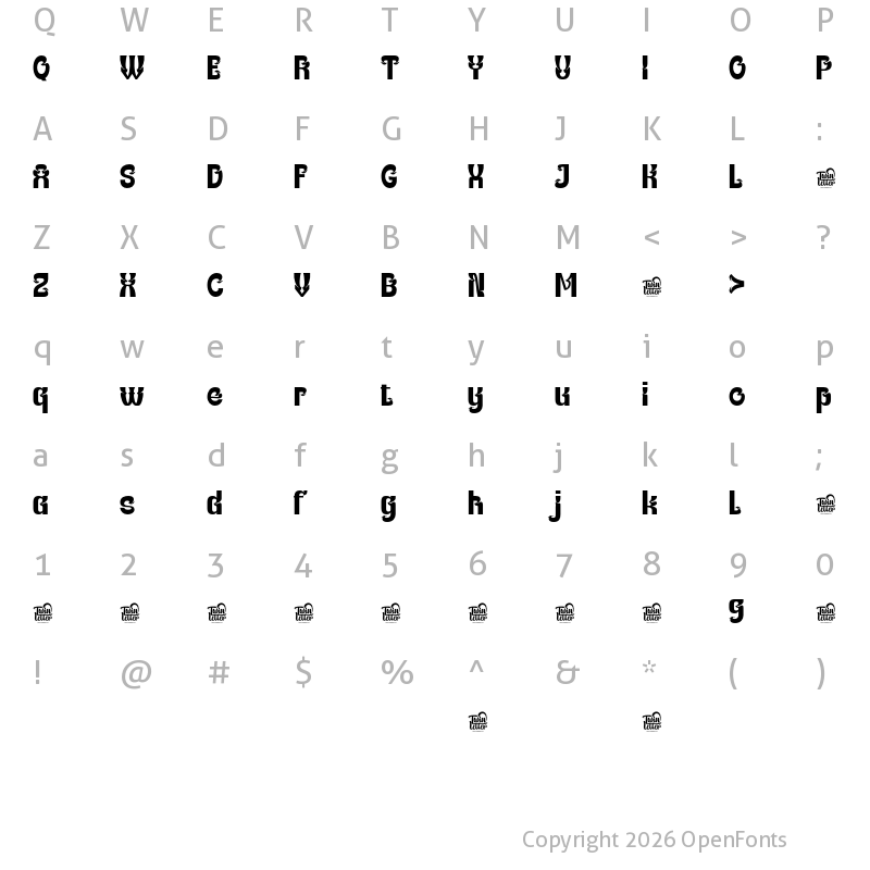 Character Map of KAYINO Regular