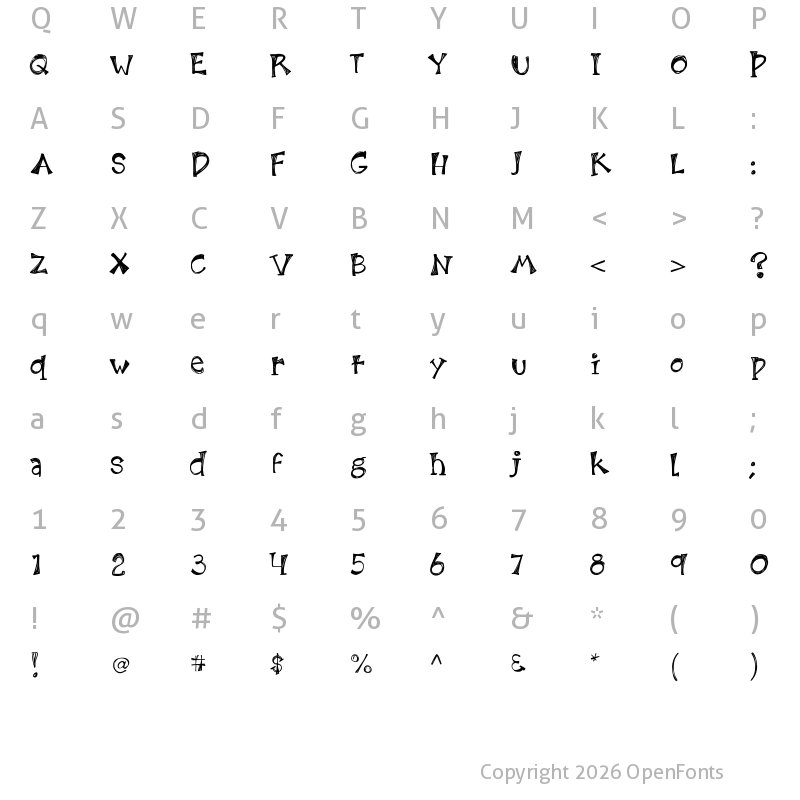 Character Map of KB3EtchingsInZinc Medium
