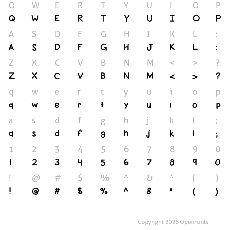 Character Map of KBPayTheLady Medium
