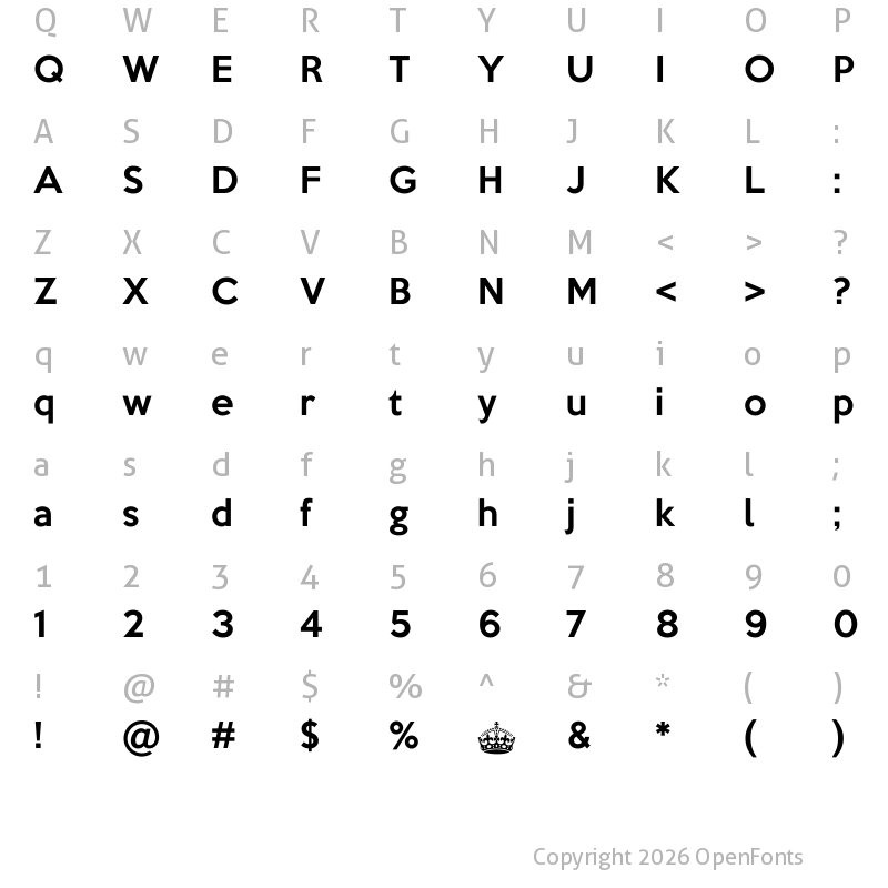 Character Map of Keep Calm Regular