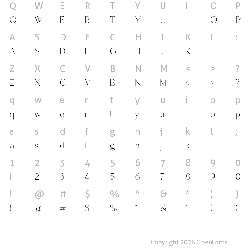 Character Map of Kegina Thin