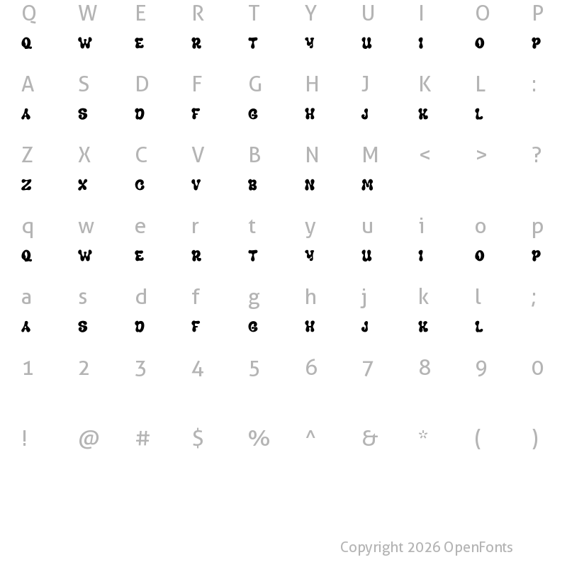 Character Map of Keithlar Free Regular