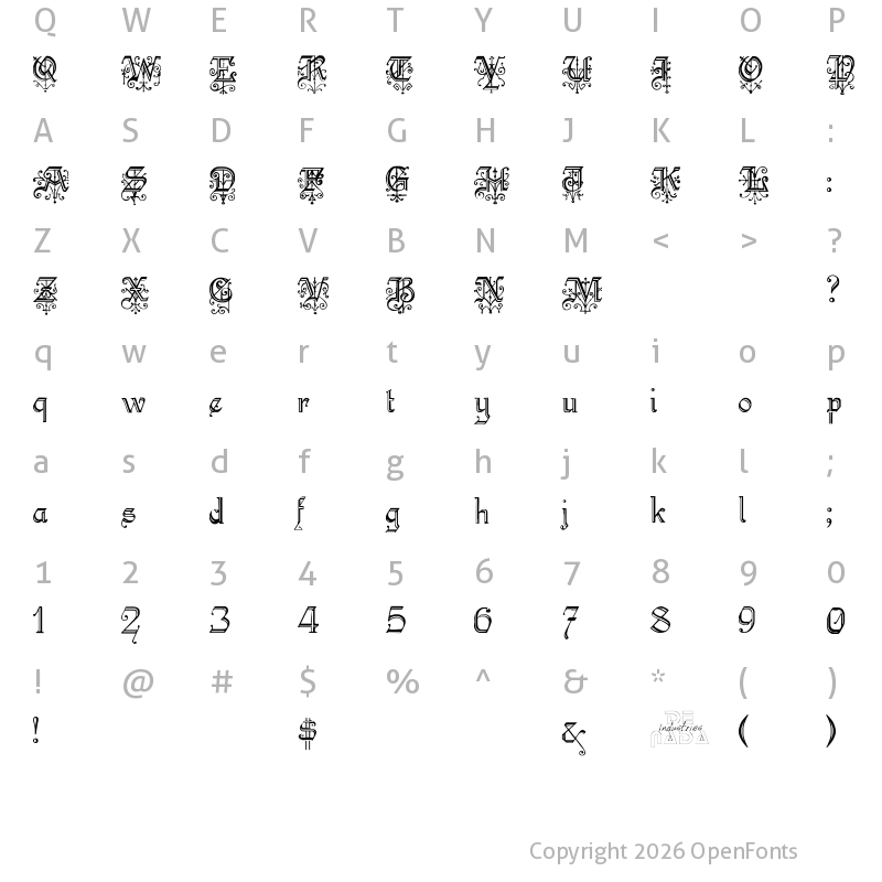 Character Map of Kelly Regular