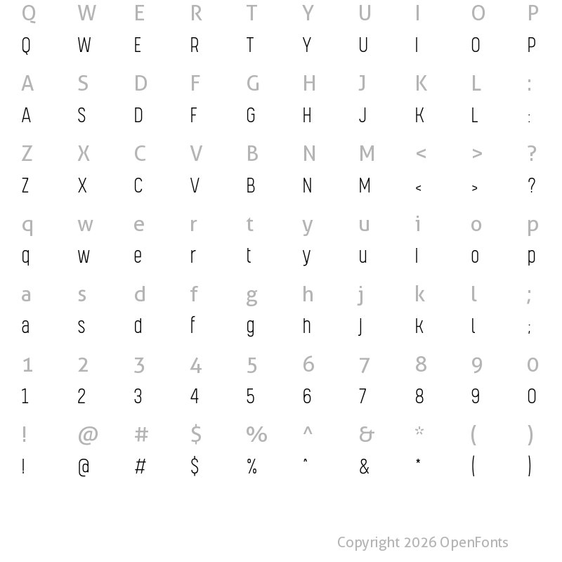 Character Map of kelpt-sans-b2-light sans-b2-light