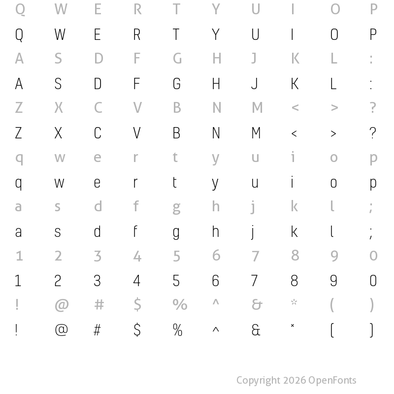 Character Map of Kelson Light
