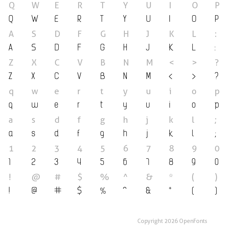 Character Map of Kelson Light Light