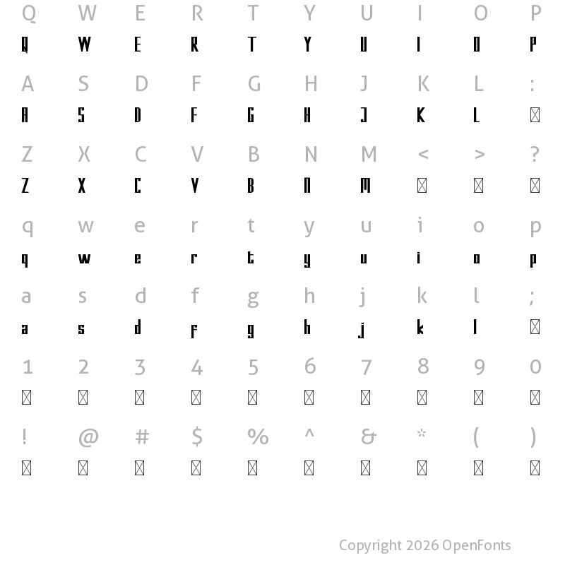 Character Map of Kempton Demo Sans Serif