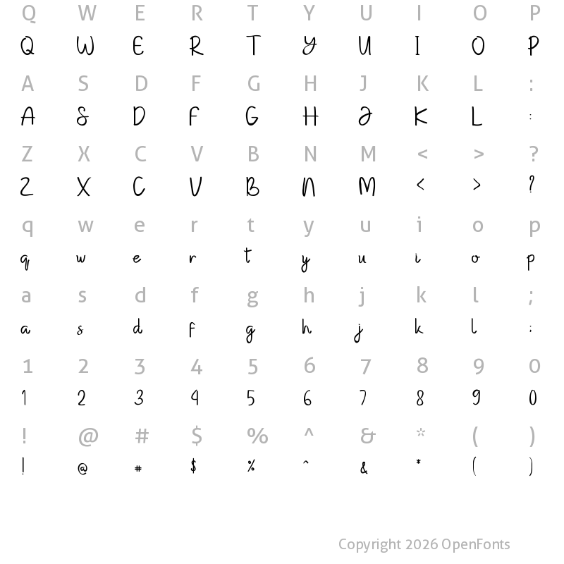 Character Map of Kempton Handwritting