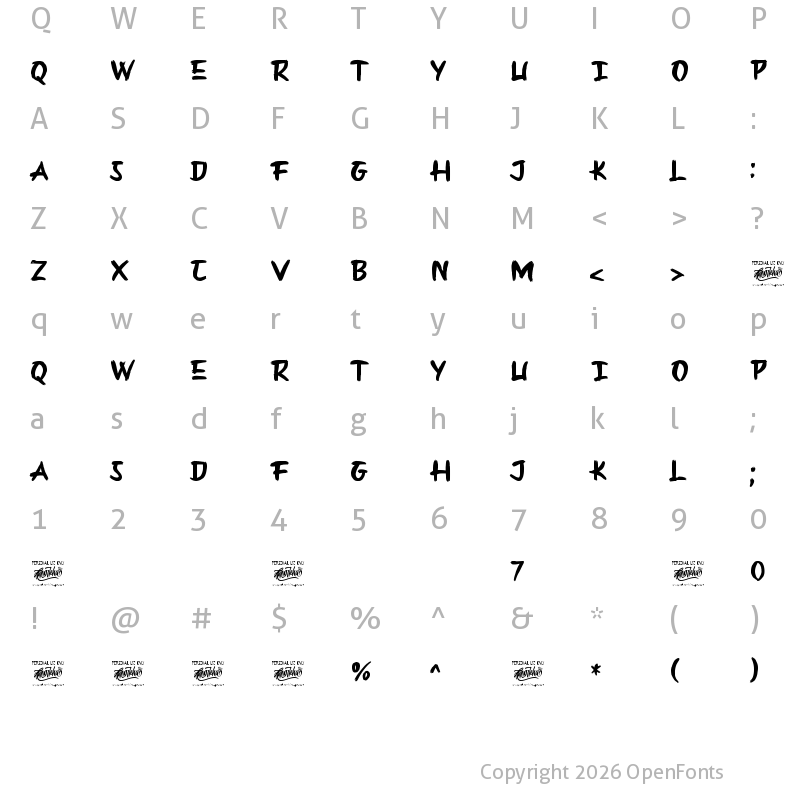 Character Map of Kenzomaru Regular