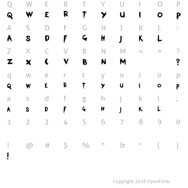 Character Map of Kerberos Fang Regular