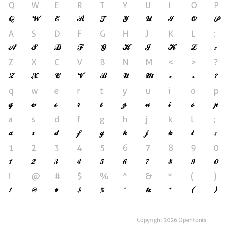 Character Map of KestrelW00-Script Regular