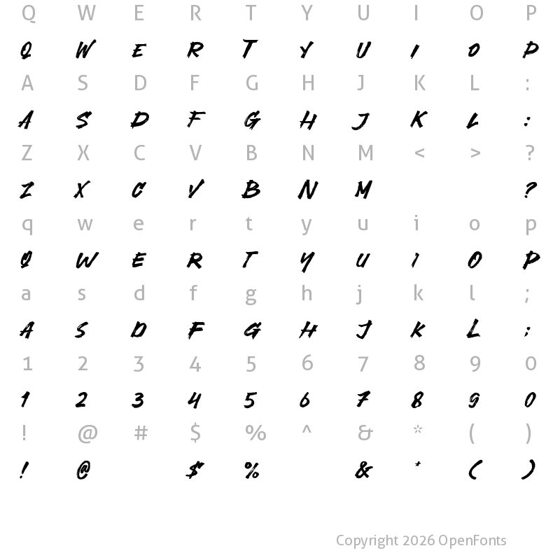 Character Map of Keylock Fighter Regular