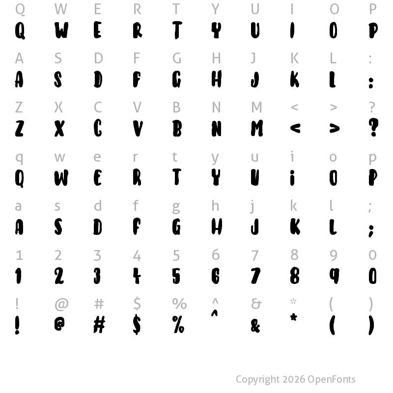 Character Map of Keys of Paradise Regular