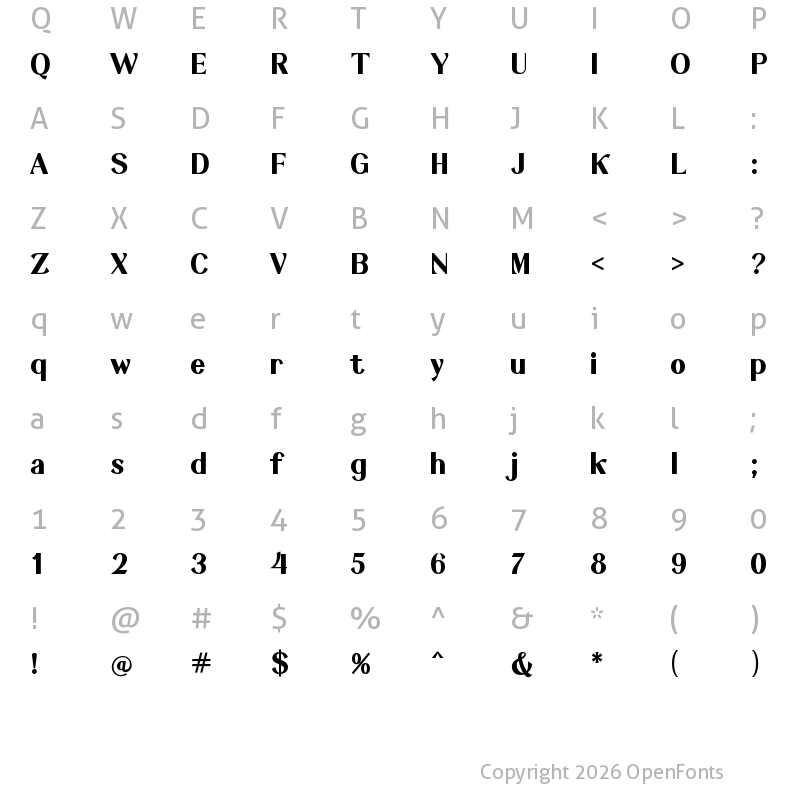 Character Map of Keystone Bold